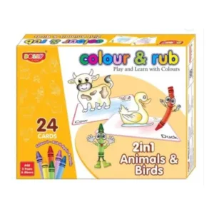 2 in 1 Animals - Birds Colour And Rub With 24 Cards| Cardboard | Educational Toys | 3+ Years